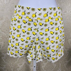 J Crew Size 2 Lemon Print Shorts Cotton Hidden Side Zipper Front Pockets NWOT
